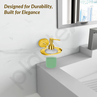 Plantex J4 Stainless Steel Liquid Soap Dispenser/Shampoo Dispenser for Wash Basin/Hand Wash Dispenser Wall Mounted/Bathroom Accessories (PVD Gold Finish) Onix
