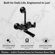 Plantex Brass Wall Mixer for Bathroom with L-Bend Connector for Shower/Mixer Tap/Mixer for Bathroom with 7-Year Manufacturer's Warranty-(Orn-218- Pvd Black)
