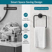 Plantex Stainless Steel Towel Hanger for Wash Basin/Towel Ring/Napkin Hanger for Bathroom/Towel Holder/Bathroom Accessories (Black)