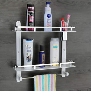 Plantex Acrylic 3in1 Multipurpose Kitchen/Bathroom Shelf/Rack/Towel Holder/Tumbler Holder/Kitchen/Bathroom Accessories(18 x 5 Inches)