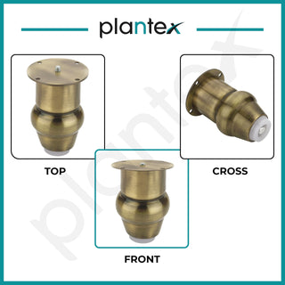plantex 4 Inch Sofa Legs for Bed Furniture/Sofa Legs for Table/Sofa Support Legs with Rubber Grip (Brass Antique Finish, 8 Pcs)