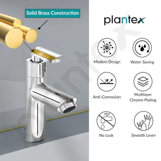 Plantex BAL-503 Pillar Cocke Tap for Wash Basin/Tabletop Basin Tap with Teflon Tape/Pillar Tap for Bathroom/7 Year Warranty (Mirror Chrome)