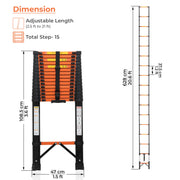 Plantex 6.3m (20.66 ft.) Telescopic Ladder/Carbon Steel 16-Steps Portable & Compact Ladder/Foldable Multipurpose Collapsible Ladder for Home & Outdoor Use - (Orange)