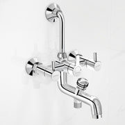 Plantex Brass Wall Mixer for Bathroom 3 in 1/L-Bend Connector for Overhead Shower/Hand Shower/Spout Mixer Tap/Mixture Tap for Bathroom with 7-Year Manufacturer's Warranty-(Ico-919-Chrome)