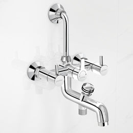Plantex Brass Wall Mixer for Bathroom 3 in 1/L-Bend Connector for Overhead Shower/Hand Shower/Spout Mixer Tap/Mixture Tap for Bathroom with 7-Year Manufacturer's Warranty-(Ico-919-Chrome)