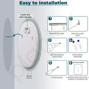 Plantex LED Bathroom Mirror with 3 Tone/Designer Mirror for Living Room/Bedroom/Dressing Room - Oval Shape (18 X 24 Inch)