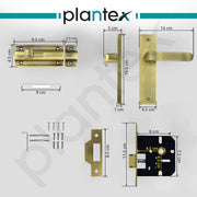 Plantex Heavy Duty Door Lock ÃƒÂ¢Ã¢â€šÂ¬Ã¢â‚¬Å“ Bathroom Door Lock/Mortise 8inch Keyless Plate Handle Set for Home/Bathroom/Store Room/Balcony/Office with Baby Latch (8110, Brass Antique)