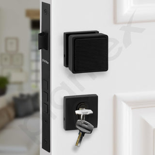 Plantex Heavy Duty Door Lock/Main Door Mortise Lock Handle/Handle Set for Home/Office/Door Accessories - (PT-011, Black)