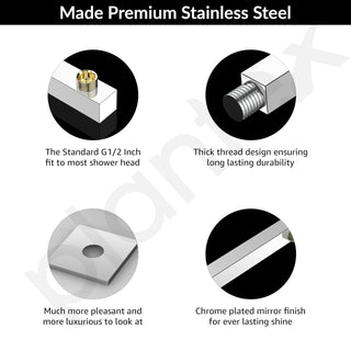 Plantex 24-Inch Shower Arm for Overhead Shower/Stainless Steel Shower Pipe/Wall Mount Bathroom Fitting with ½-Inch Thread - Pack of 1 (Chrome)