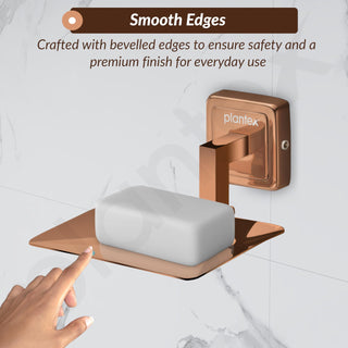 Plantex Soap Holder for Bathroom/304 Grade Stainless Steel Soap Case/Soap Stand/Bathroom Accessories - Pack of 1 (PVD Rose Gold)