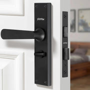 Plantex Stainless Steel Door Lock Ã¢â‚¬â€œ Bathroom Door Lock/Mortise 8inch Keyless Plate Handle Set for Home/Bathroom/Storeroom/Balcony/Office - Pack of 1 (DTM-659, Z-Black)