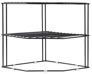 Plantex Stainless Steel Multipurpose 3-Tier Floor Standing, Tabletop Kitchen Corner Rack/Storage Shelf/Dish Rack/Storage Rack For Kitchen/Corner Stand For Kitchen Corner(Black, Corner Shelf)