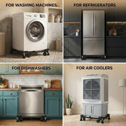 Plantex Adjustable Washing Machine Stand/Fridge Trolley with Wheels / Stand for Fridge, Air Cooler, Dishwasher / Anti-Vibration Heavy Duty 170 kg Load Capacity – Black
