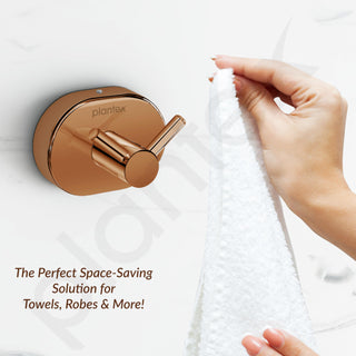 Plantex J4 Stainless Steel Clothes Hanger for Wall/Hangers for Bathroom/Robe Hook/Bathroom Accessories (PVD Rose Gold Finish) Onix