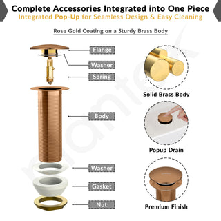 Plantex Pure Brass Waste Coupling for Wash Basin /5 inch Coupling Out let System Full Thread Sink Waste Coupling (Rose Gold - Pack of 1)
