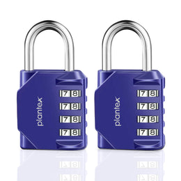 Plantex 4 Digit Combination Number Metal Lock/Zinc Alloy/Locks for Luggage/Locks for Travel Bags/Locks for Cabin Luggage/Travel Essentials - Pack of 2 (Blue)