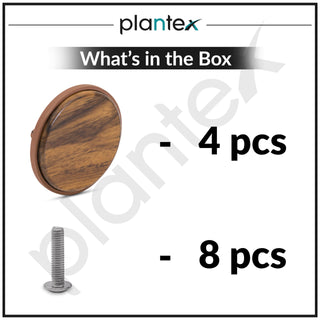 Plantex Knobs for Drawer/Round Drawer Knobs/Knobs for Cabinets/Pull-Push Knobs for Kitchen/Bedroom Drawer - Pack of 4 (Big, Rose Gold & Wood)