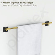 Plantex Self Adhesive Bathroom Accessories Set/Soap Holder/Tumbler Holder/Towel Rod/Napkin Holder/Robe Hook/Bathroom Accessories - Set of 5 (Matt Black & Gold)