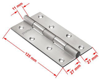 Plantex Hinges for Main Door/Heavy Duty Stainless Steel Door Butt Hinges 5 inch x 12 Gauge/2.5 mm Thickness Home/Office/Hotel for Door/Kabja for Bedroom/Kitchen/Bathroom - Pack of 4 (Satin Matt)