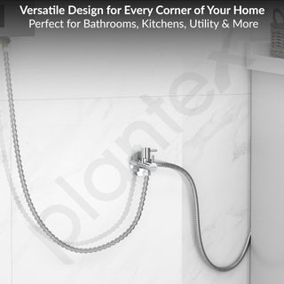 Plantex Pure Brass 2 Way Angle Valve/Quarter Turn Tap With Brass Wall Flange and Teflon Tape/Angle Cocke for Bathroom-(ICO-908-Mirror-Chrome)