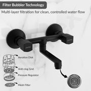 Plantex Non-Telephonic Wall Mixer for Bathroom with Brass Spindle/Mixer Tap for Bathroom with Water Saving Aerator/Wall Flange and Teflon Tape - Pack of 1 (Black)