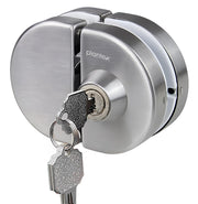 Plantex Stainless Steel Glass Door Lock - No Drilling/Lock for Main Door/Door Thickness 10 mm to 12 mm/3 Ultra Keys Out Side & Knob/Cabin Balcony Door for Office & Home - Pack of 1 (Matt)