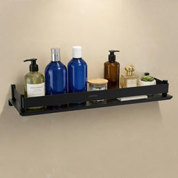Plantex Stainless Steel Shelf for Bathroom/Multipurose Bath Room Wall Shelf/Bathroom Organiser with Drill (18 x 5 Inch, Black)