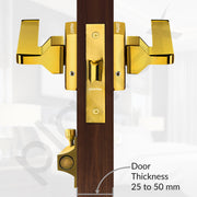 Plantex Heavy Duty Door Lock – Bathroom Door Lock/Mortise Keyless Handle Set for Home/Bathroom/Store Room/Balcony/Office with Baby Latch (605 - PVD Gold)