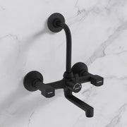 Plantex Wall Mixer for Bathroom 2 in 1 with L-Bend Connecter for Overhead Shower with Brass Spindles/Wall Mixer with Nickel Chrome Mirror Finish/Teflon Tape and Wall Flange-(Black)