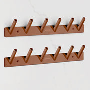 Plantex Wall Hooks for Hanging Cloth/Stainless Steel Towel Hangers/Bathroom Robe Hooks/Door Hangers/Square Wall Hook/Hook Rail for Hanging Keys - 6 Hooks (Pack of 2, PVD Rose Gold)