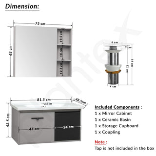 Plantex Unbreakable Plywood Vanity Set for Bathroom/Undermount Wash Basin with Cabinet Full Set/Bathroom Organizer with Mirror, Coupling & Cabinet (NZBC-11)
