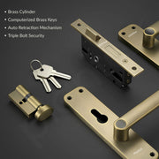 Plantex Heavy-Duty Door Lock/Door Handle Set with 3 Years of Warranty/Mortise Lock with 3 Keys, Brass Lockbody & Cylinder (8136 - Brass Antique)