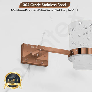 Plantex 304 Grade Stainless Steel Toothbrush/Paste and Tumbler Holder for Bathroom and Wash Basin/Bathroom Accessories - Benz (Rose Gold)