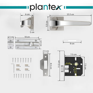 Plantex Heavy Duty Door Lock for Bathroom/Mortise Keyless Handle Door Lock for Store Room/Balcony/Office with Baby Latch –(7091 Satin White & Chrome Finish)