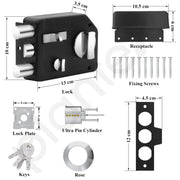 Plantex Rim Locks for Main Door/Suitable for Inside Opening Wooden Door//Heavy Duty Door Lock with 4 Keys - Pack of 1 (Z-Black)