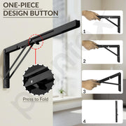Plantex 24 Inch Foldable Shelf Bracket/GI Steel Multipurpose Bracket/L Bracket/Space Saving Bracket for Wall/Folding Table Bracket for Home & Office (Pair of 1, Black)