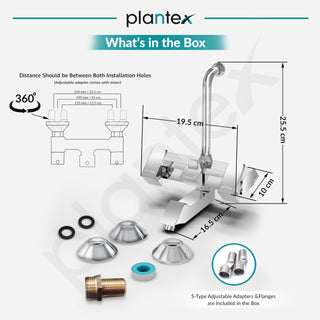 Plantex Brass Wall Mixer for Bathroom with L-Bend Connector for Overhead Shower/Mixer Tap/Wall Mixer for Bathroom 2 in 1 with 7-Year Manufacturer's Warranty- (Pri-318-Chrome)