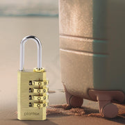 Plantex 4-Digit Code Combination Brass Locks/Number Lock/Portable Luggage Lock/Travel Lock for Briefcase/Laptop Bags - Pack of 1 (Small, Brass Antique)