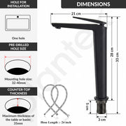 Plantex Wash Basin Mixer Tap/Hot & Cold Basin Mixer Faucet/Brass Deck Mount Pillar Spout for Bathroom Sink - Pack of 1 (4604, Black Matt)