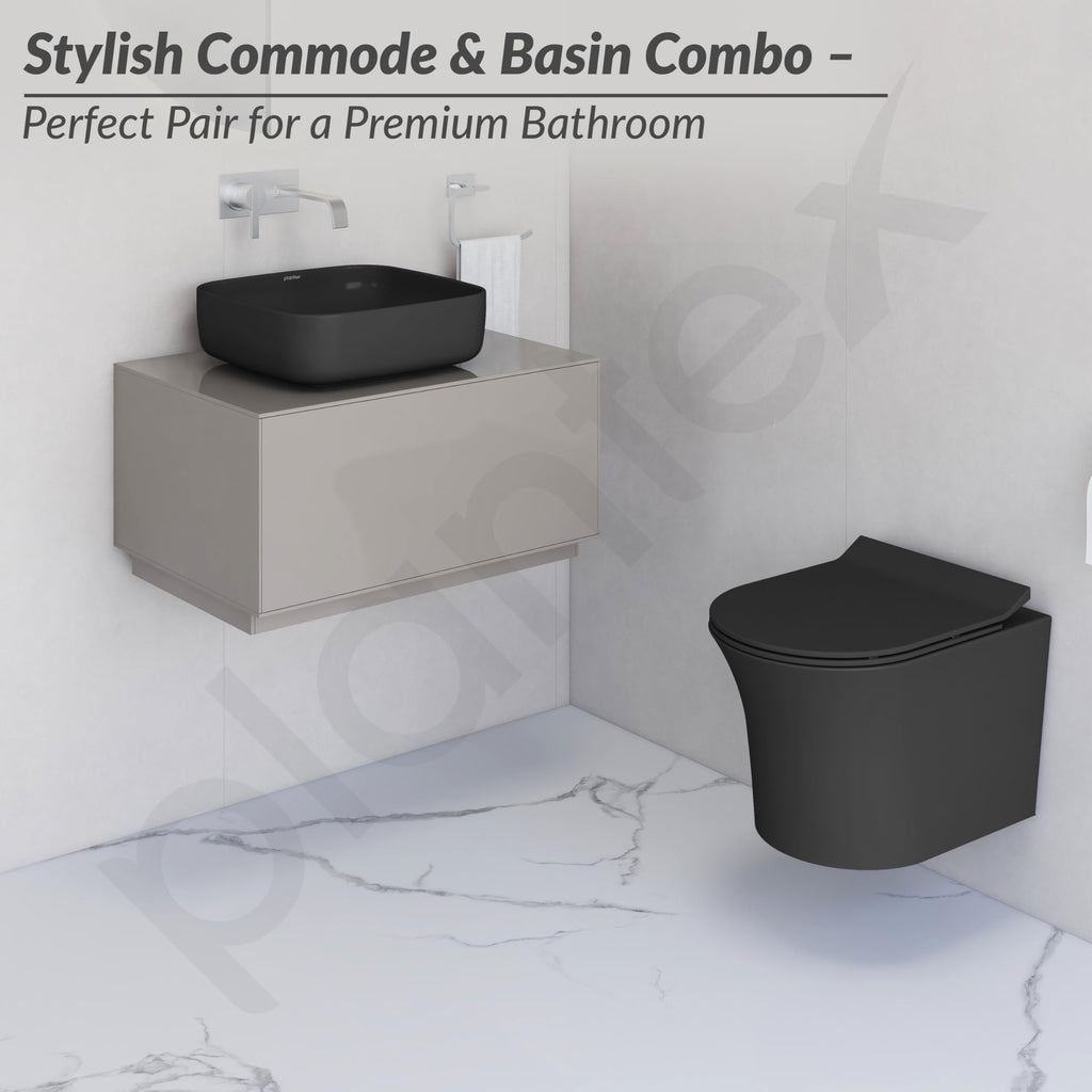 Plantex Ceramic Wall-hung Commode with Table-Top Wash Basin for ...