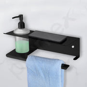 Plantex Shelf for Bathroom/Stainless Steel 3in1 Shelf/Liquid Soap Dispenser/Napkin Holder/Multipurpose Shelf for Home/Office/Hotel - Pack of 1 (Black)