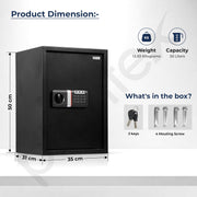 Plantex Safe Locker for Home/56 Litre Hotel Safe Tijori Box/Digital Locker/Electronic Safety Locker with Master & User Dual Code Access with Emergency Key/2 Years Warranty By Plantex (Black)
