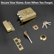Plantex Brass Tri-Bolt Lock For Main Door/Heavy Duty Door Lock With 4 Keys/Suitable On Single Door For Home/Office/Hotel - Pack Of 1 (Brass Antique)