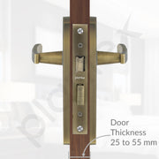 Plantex Heavy-Duty Door Lock Set - Main Door Lock Handle Set/Mortise Lock with 3 Keys, Pack of 1 (8130-Brass Antique)