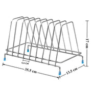 Plantex Stainless Steel Plate Rack/8 Slot Plate Stand for Kitchen Cabinet/6-Inches Dish Rack with Anti-Skid Cap Coated Leg(Pack of 1, Size-6 Inches, Slot-8)