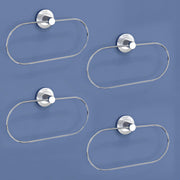 Plantex Stainless Steel Towel Ring for Bathroom/Wash Basin/Napkin-Towel Hanger/Bathroom Accessories (Chrome-Oval) - Pack of 4