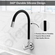 Plantex Flexible Tap for Kitchen Sink/360Â° Rotating Sink Tap for Basin/Flexible Tape with Wall Flange & Teflon Tape â€“ Wall Mount (Chrome)