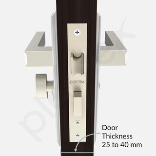 Plantex Heavy-Duty Door Lock Set - Main Door Lock Handle Set/ 6-Lever Lock Mechanism with 3 Years of Warranty/Mortise Lock with 3 Keys, Brass Lock Body & Cylinder(8081 - Chrome & Matt)