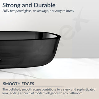 Plantex Matt Basin For Bathroom/Glass Tabletop Wash Basin/Luxury Countertop Basin For Home/Office (21 X 16 X 4 Inch - Black)