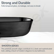 Plantex Matt Basin For Bathroom/Glass Tabletop Wash Basin/Luxury Countertop Basin For Home/Office (21 X 16 X 4 Inch - Black)
